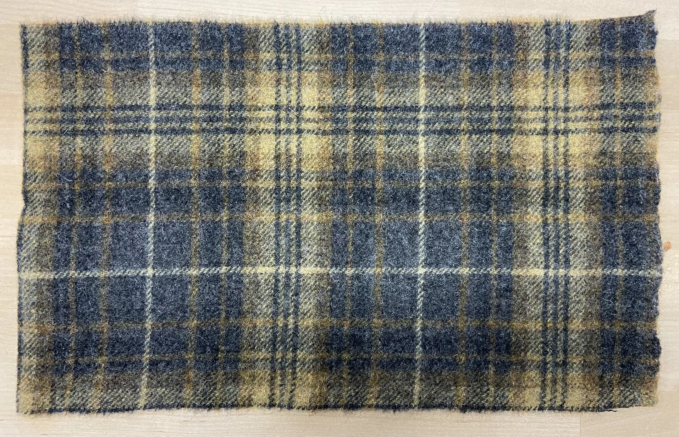 Rug Hooking Wool Strips or Swatch - Blue & Yellow Plaid LIMITED